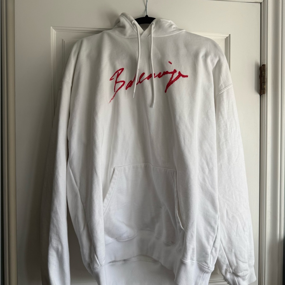 Balenciaga White and Red Sweatshirt Hoodie
